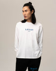 WHITE LONGSLEEVE BASIC – BLUE LOGO