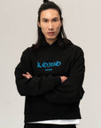 BLACK HOODIE – BLUE LOGO