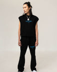 BLACK SLEEVELESS TEE – BLUE LOGO