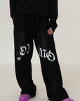 WIDE-LEG SWEATPANTS – WHITE LOGO