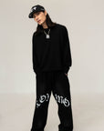 WIDE-LEG SWEATPANTS – WHITE LOGO