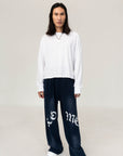 WIDE-LEG SWEATPANTS – WHITE LOGO