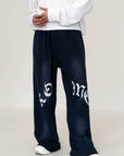 WIDE-LEG SWEATPANTS – WHITE LOGO