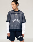 NAVY MESH JERSEY TEE