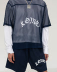 NAVY MESH JERSEY TEE
