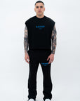 BLACK SLEEVELESS TEE – BLUE LOGO