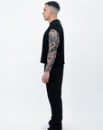 BLACK SLEEVELESS TEE – BLUE LOGO