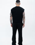 BLACK SLEEVELESS TEE – BLUE LOGO