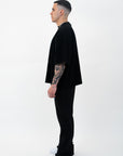 BLACK OVERSIZED TEE – BLUE LOGO