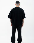 BLACK OVERSIZED TEE – BLUE LOGO
