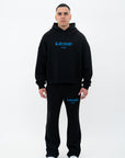 BLACK HOODIE – BLUE LOGO