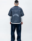 NAVY MESH JERSEY TEE