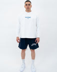 WHITE LONGSLEEVE BASIC – BLUE LOGO