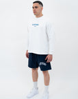 WHITE LONGSLEEVE BASIC – BLUE LOGO