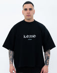 BLACK OVERSIZED TEE – WHITE LOGO