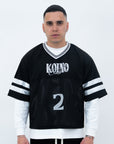 BLACK MESH JERSEY TEE