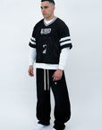 BLACK MESH JERSEY TEE