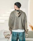 Vintage Washed Frayed-Hem Hoodie