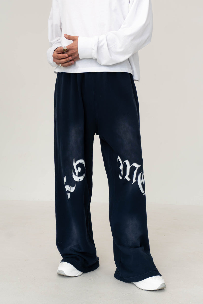 WIDE-LEG SWEATPANTS – WHITE LOGO