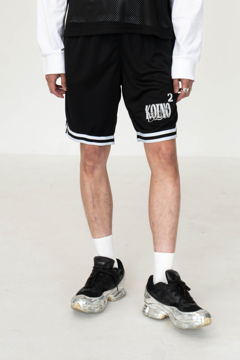BLACK MESH JERSEY SHORTS