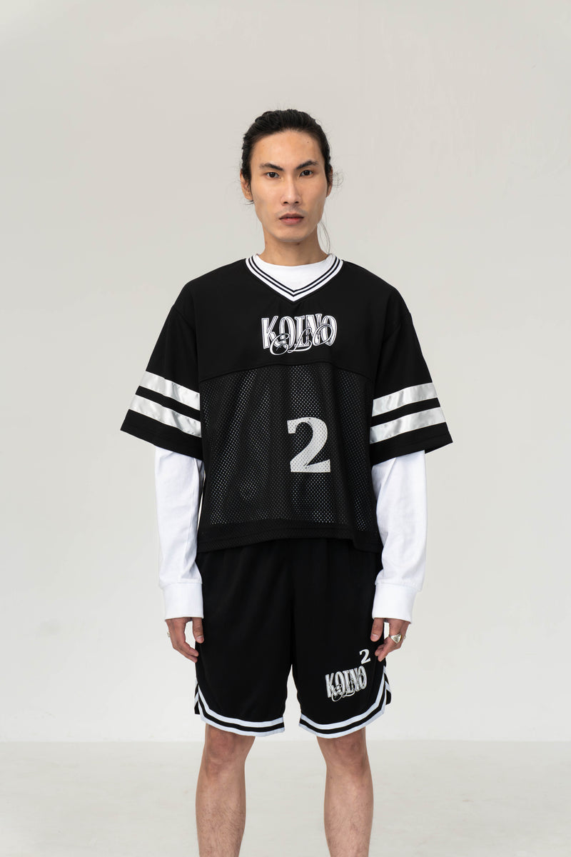 BLACK MESH JERSEY TEE