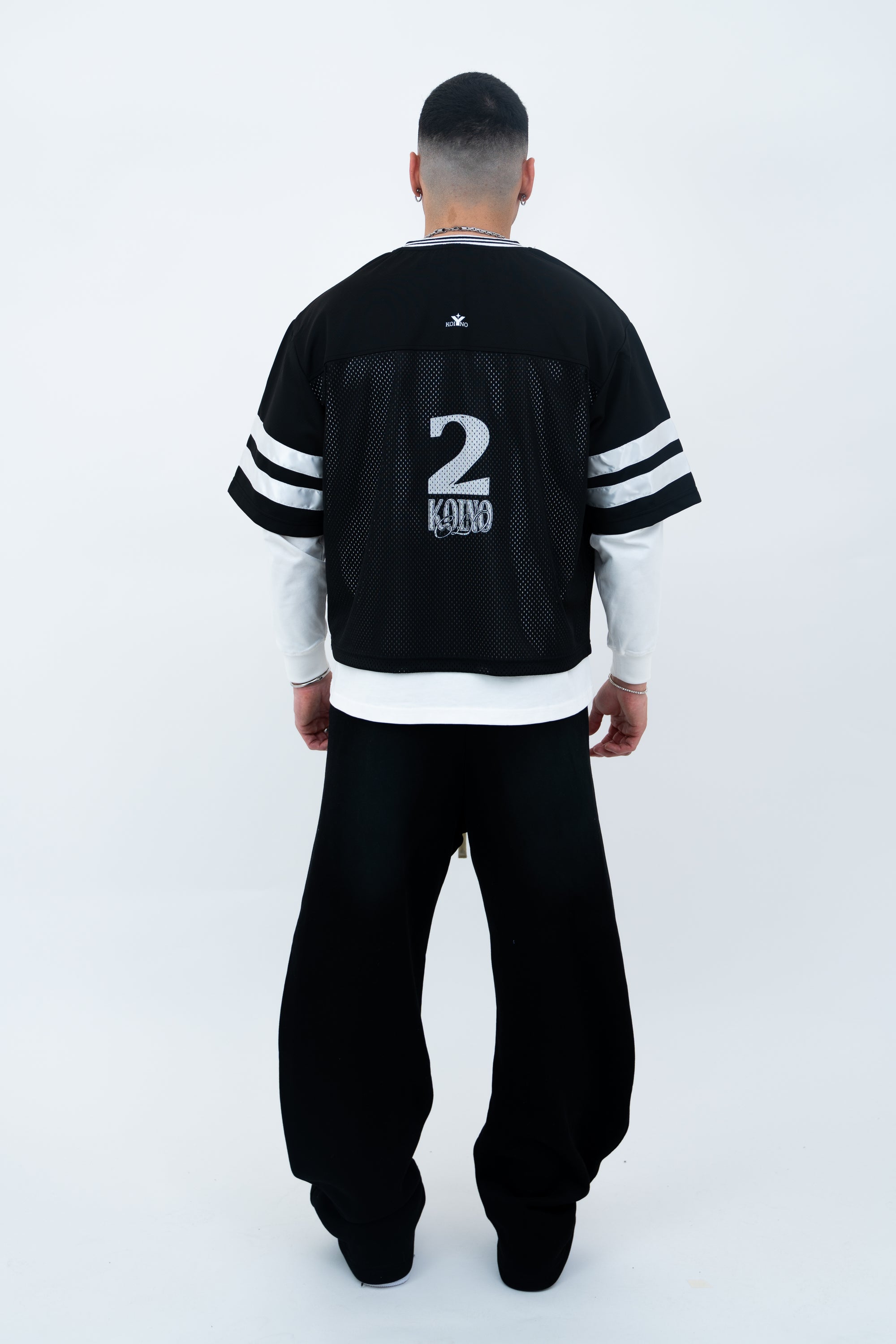 BLACK MESH JERSEY TEE