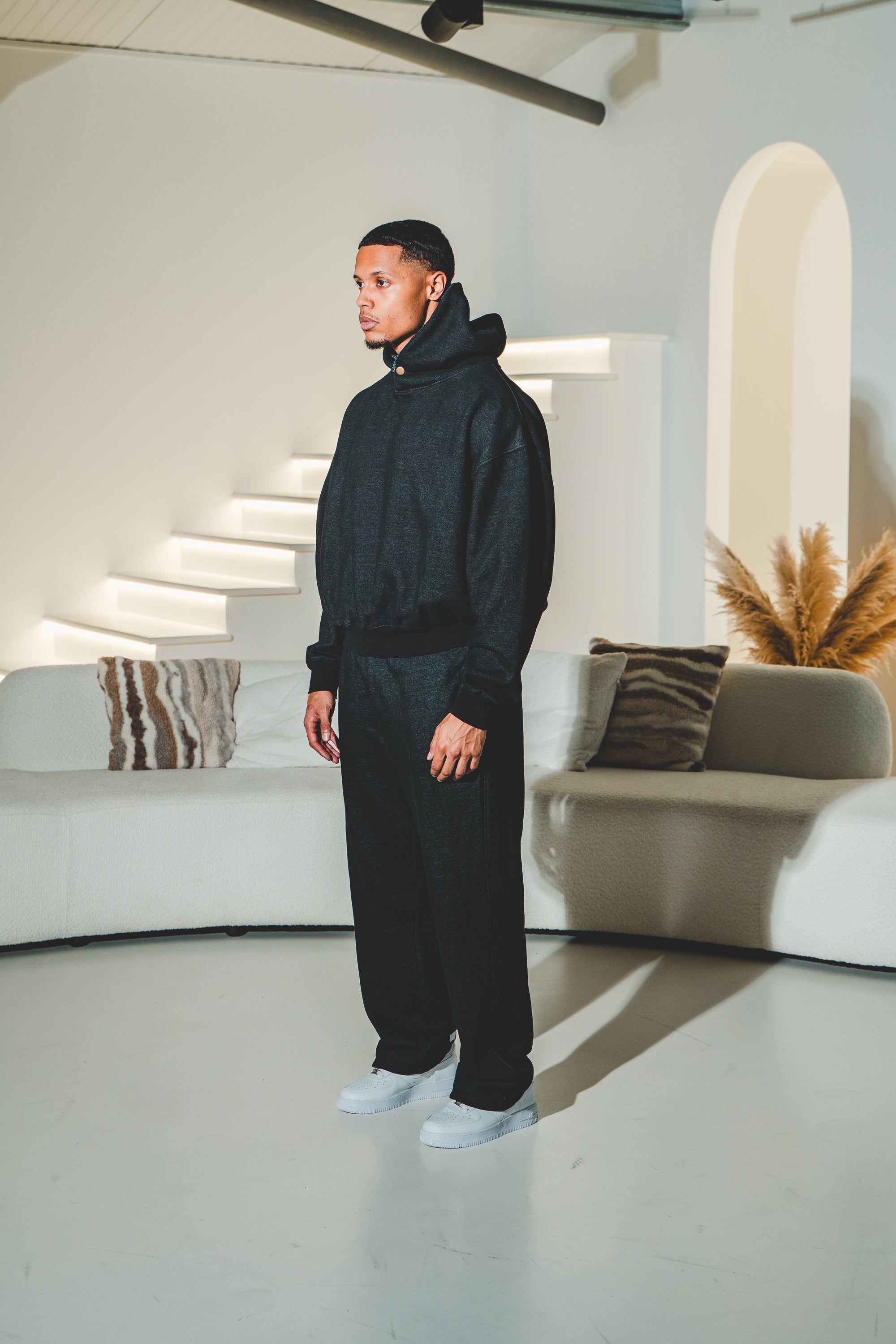 Frayed Enzyme Washed Fleece Sweatpants