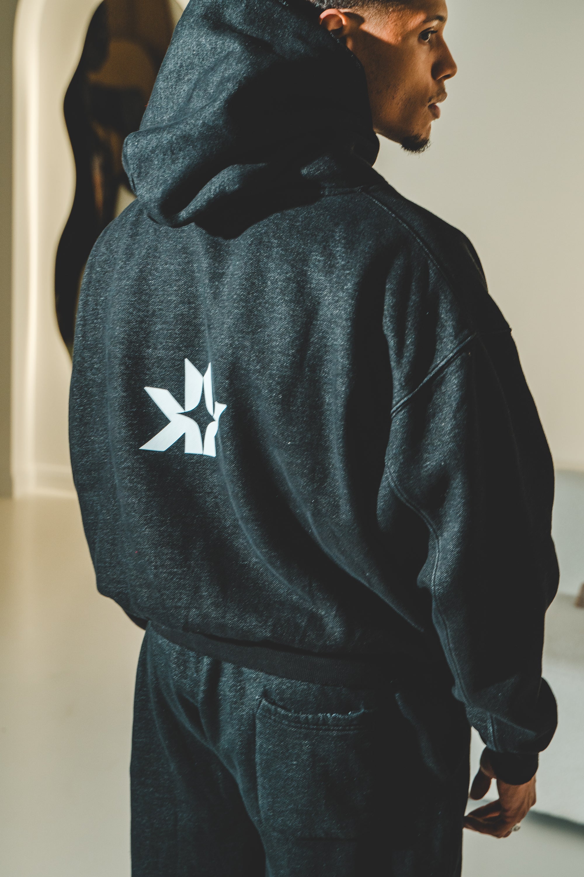 Frayed Enzyme Washed Fleece Hoodie