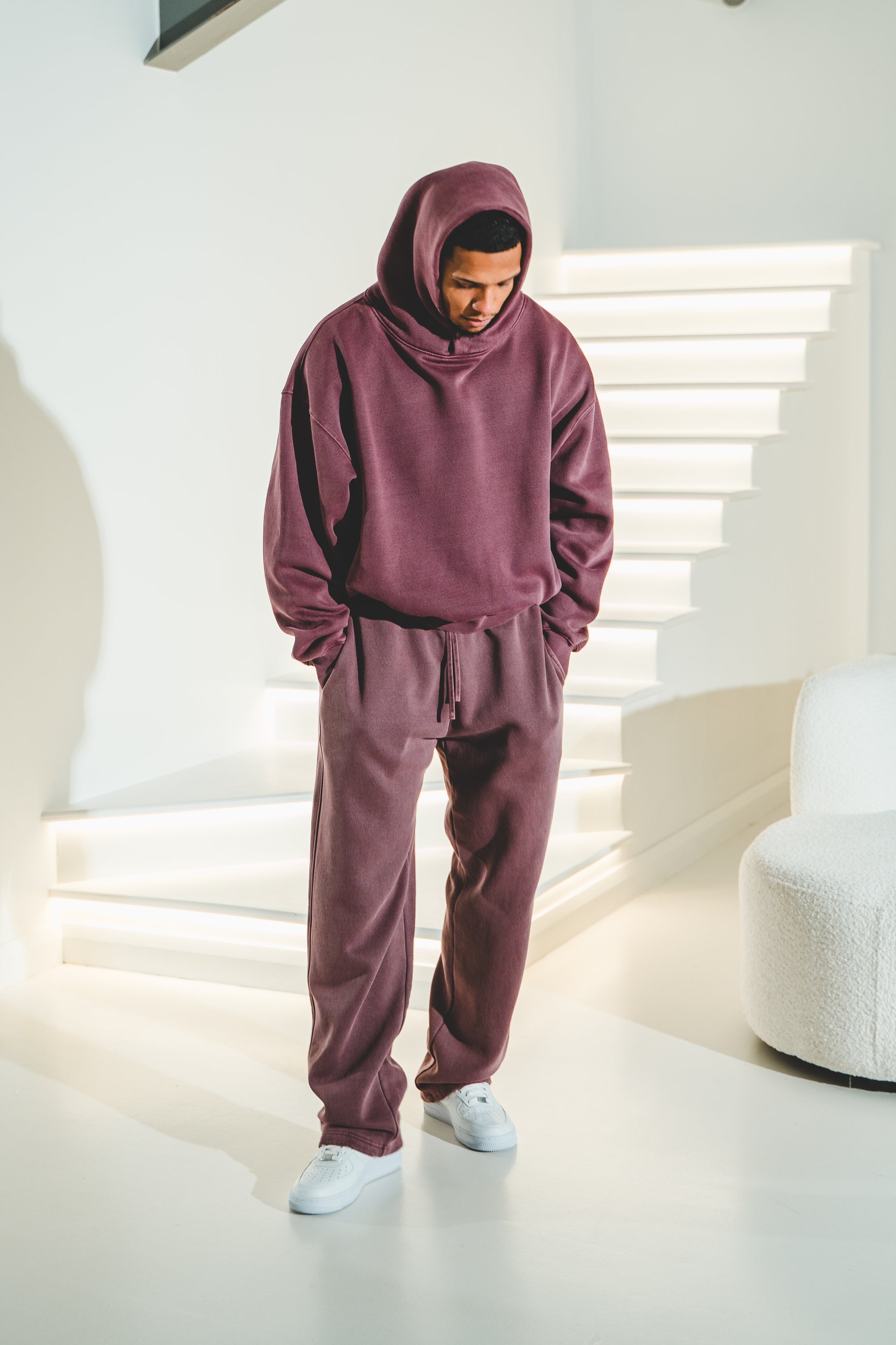 Frayed Enzyme Washed Fleece Hoodie