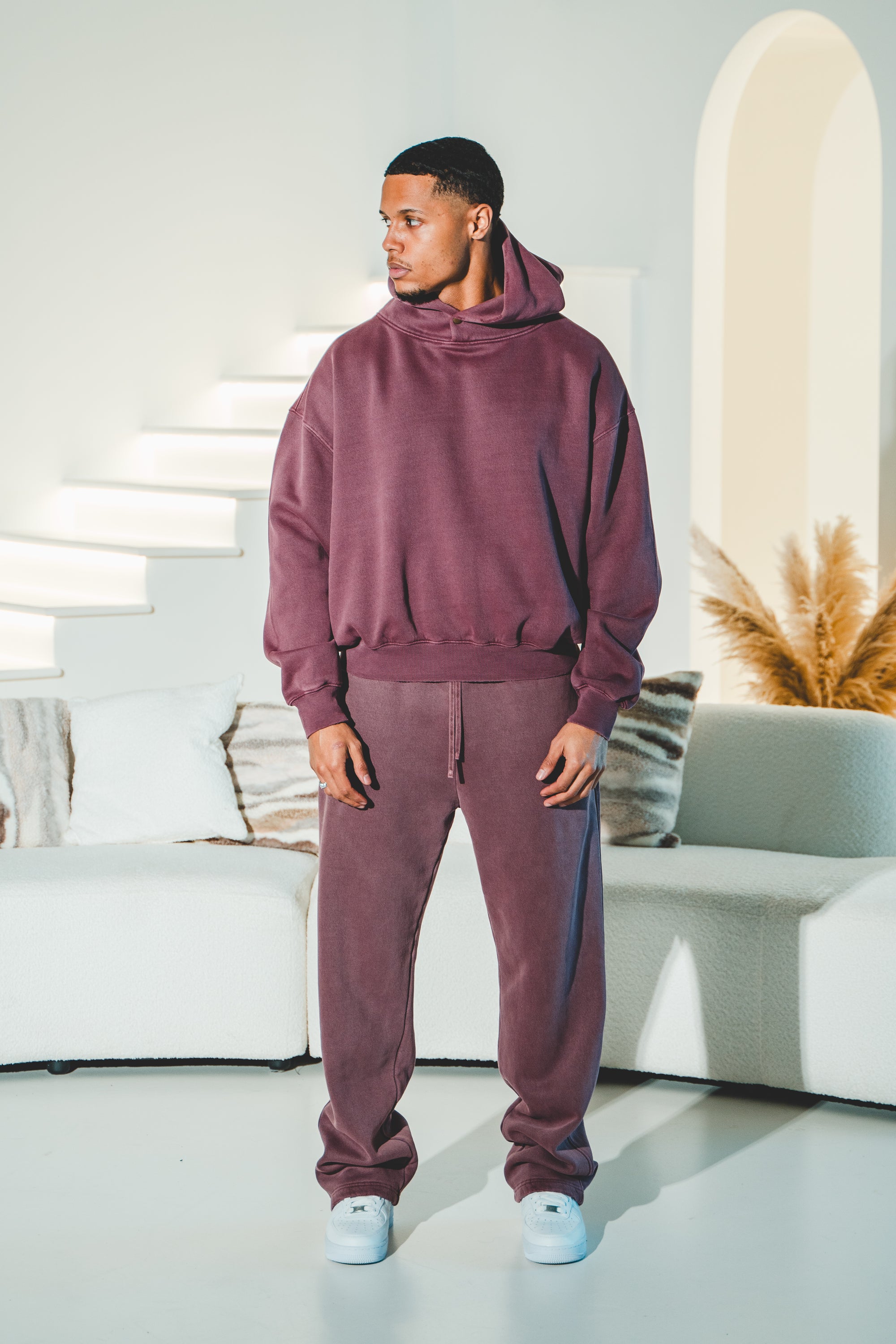 Frayed Enzyme Washed Fleece Sweatpants