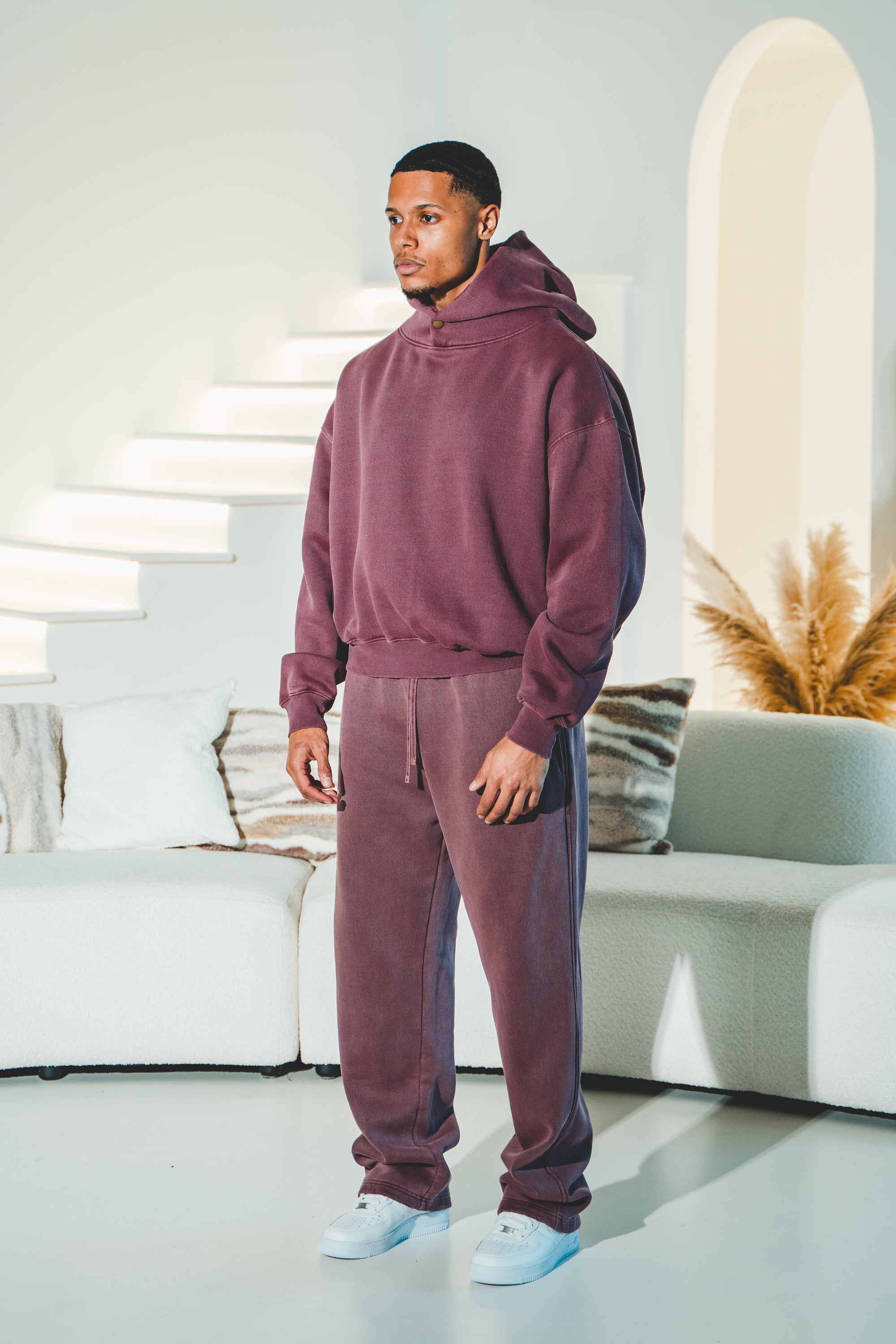 Frayed Enzyme Washed Fleece Sweatpants