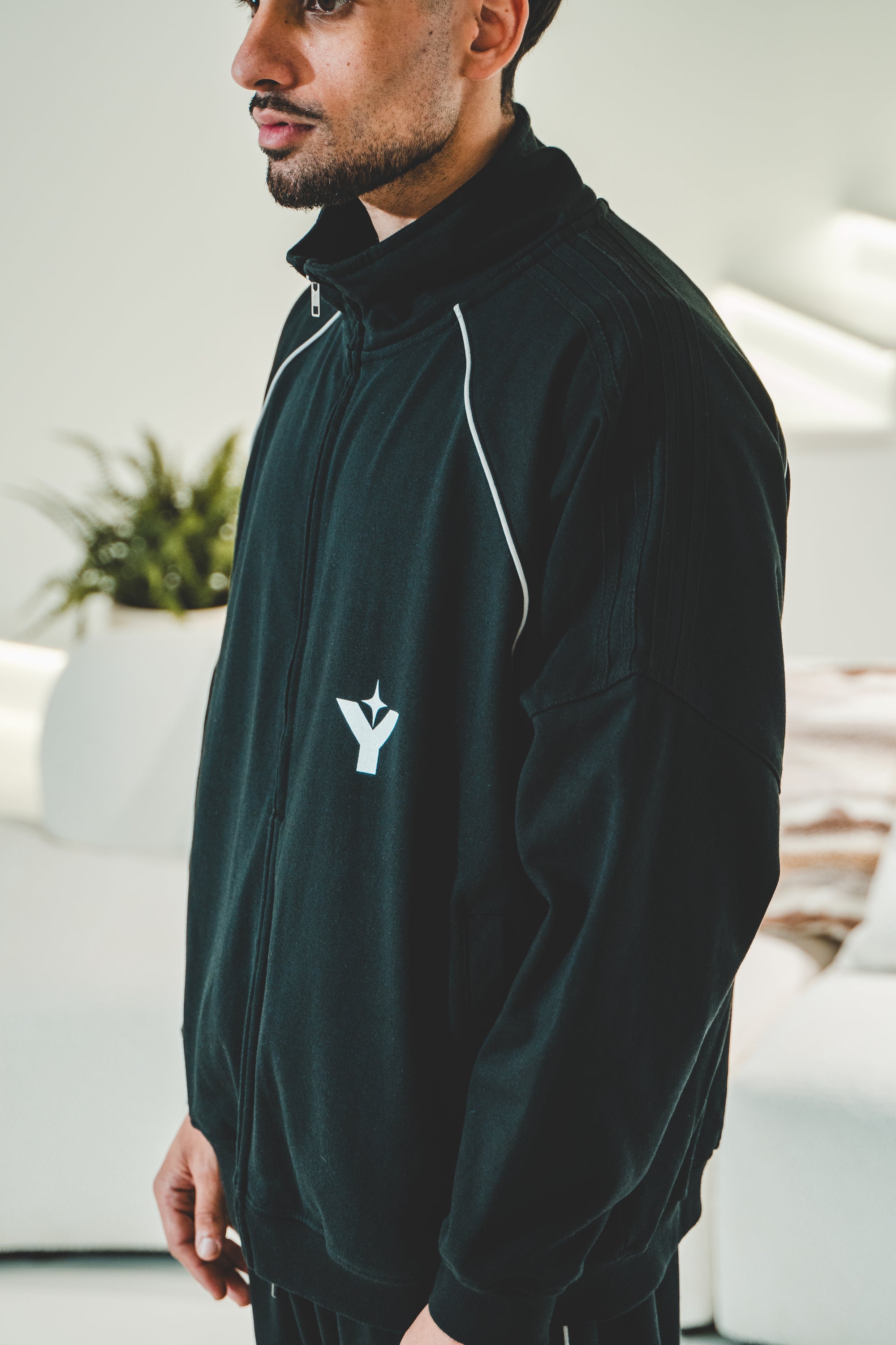 Reflection Striped Raglan Sleeve  Jacket