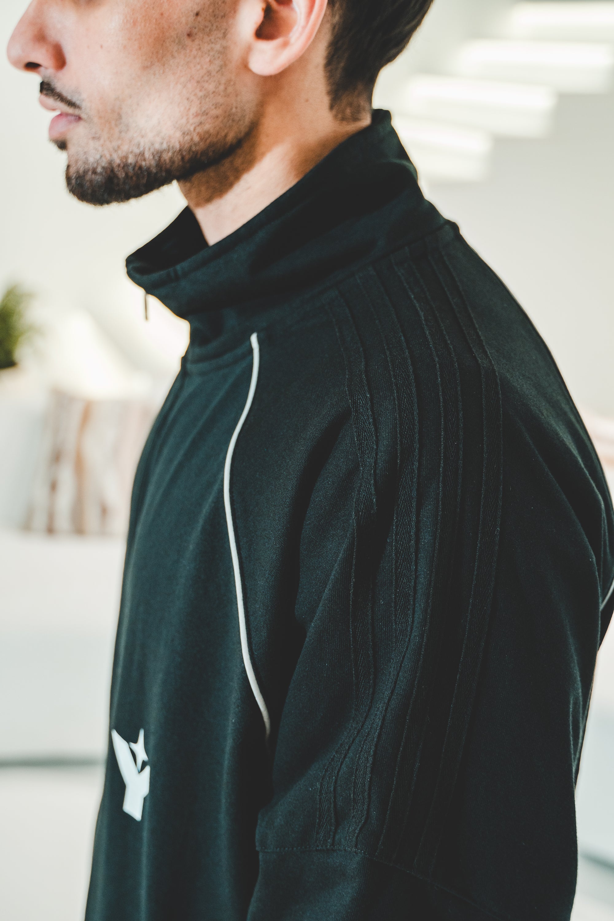 Reflection Striped Raglan Sleeve  Jacket