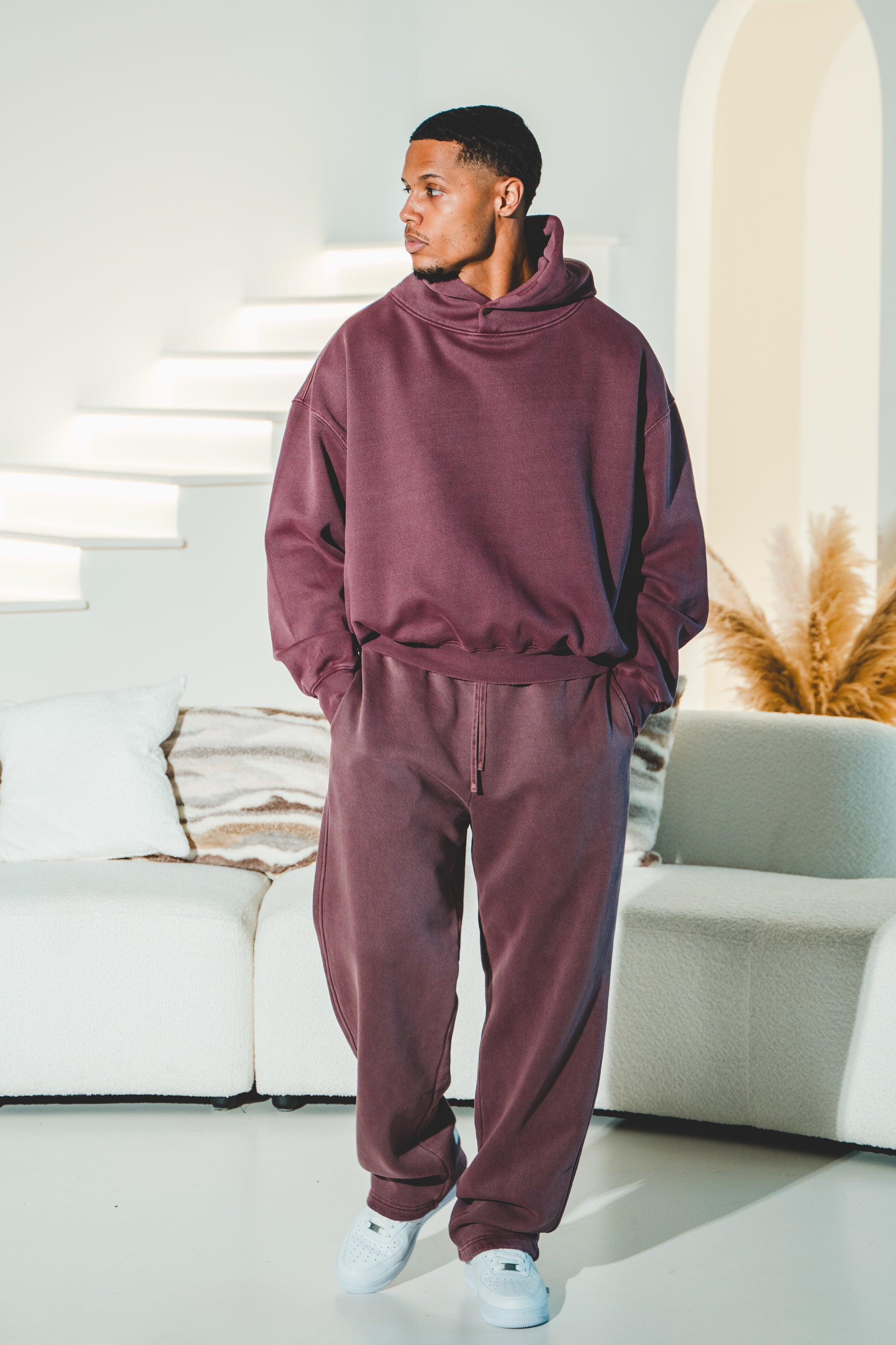 Frayed Enzyme Washed Fleece Sweatpants