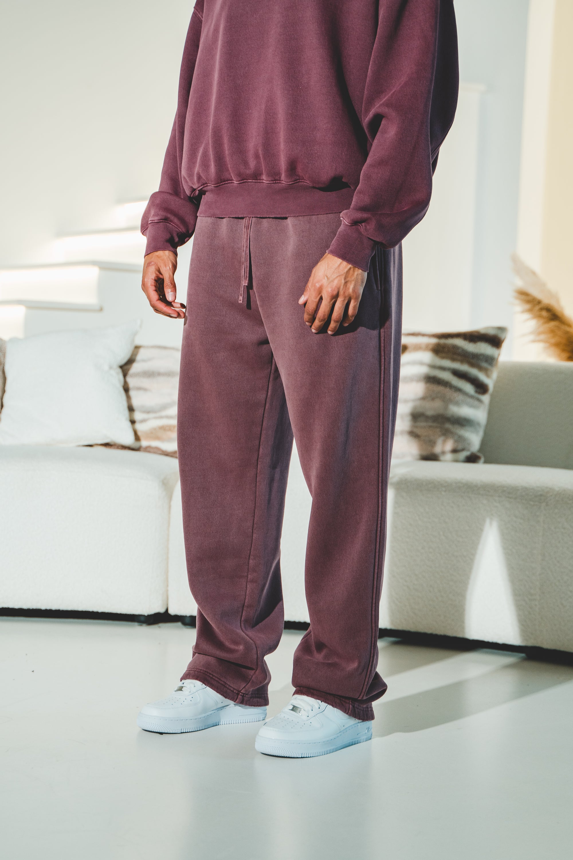 Frayed Enzyme Washed Fleece Sweatpants