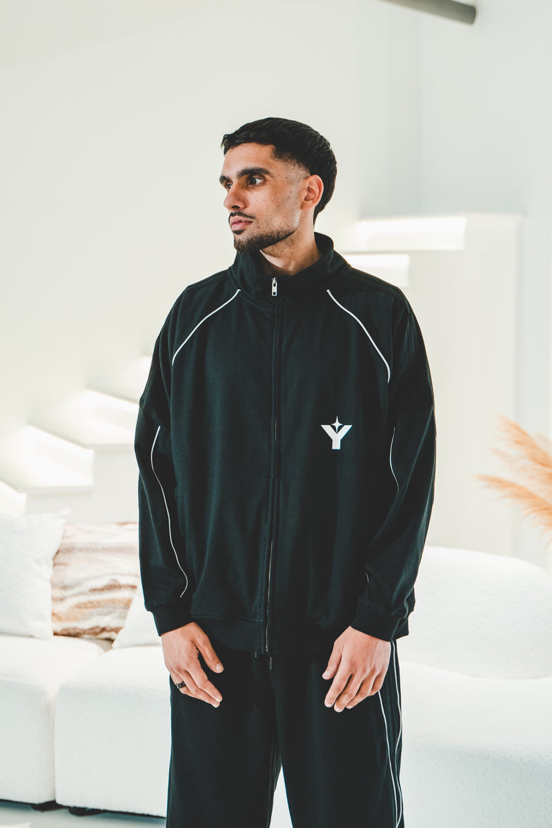 Reflection Striped Raglan Sleeve  Jacket