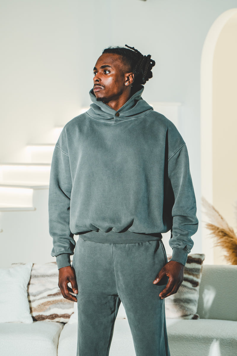 Frayed Enzyme Washed Fleece Hoodie