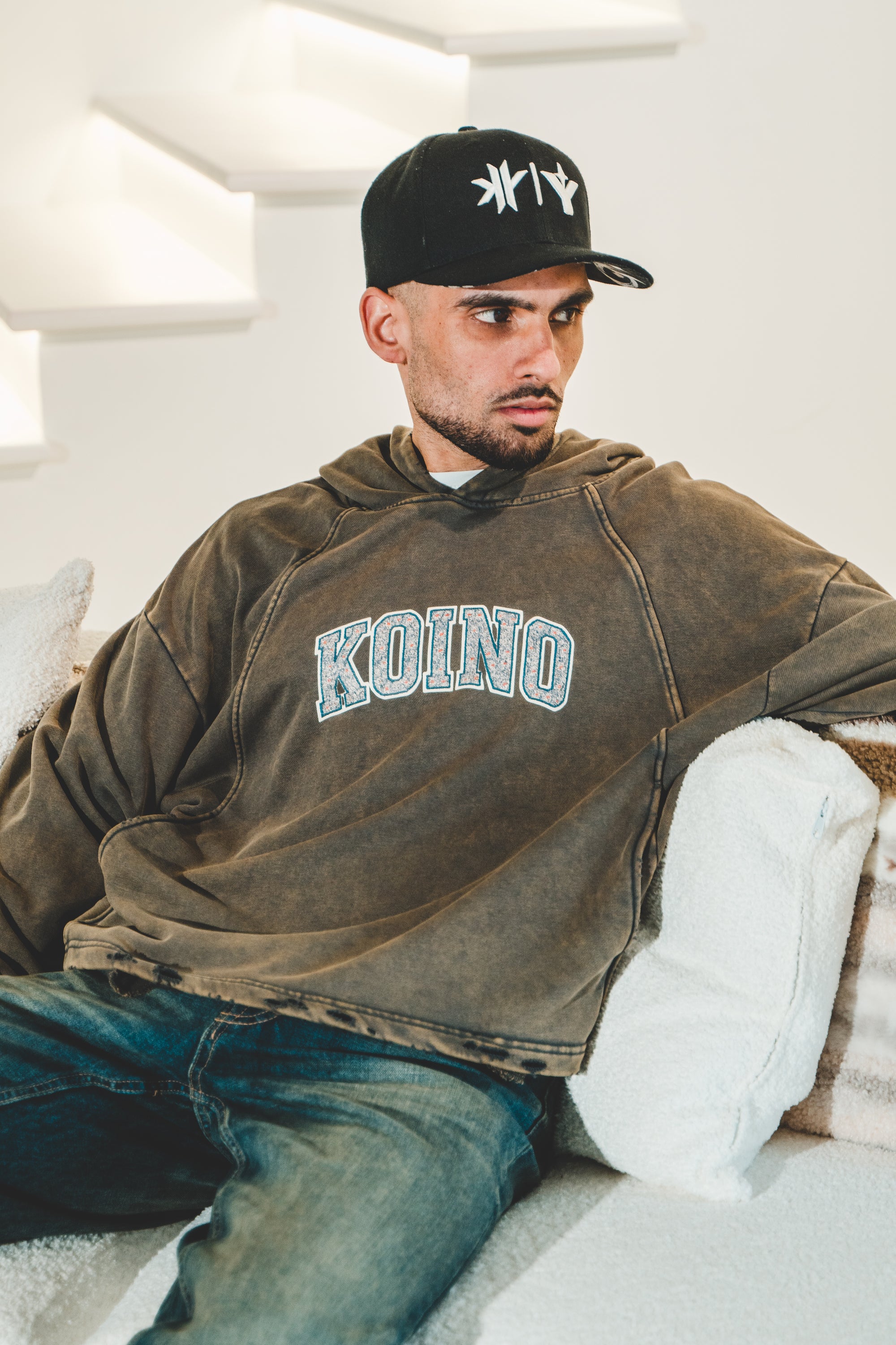 Vintage Washed Frayed-Hem Hoodie