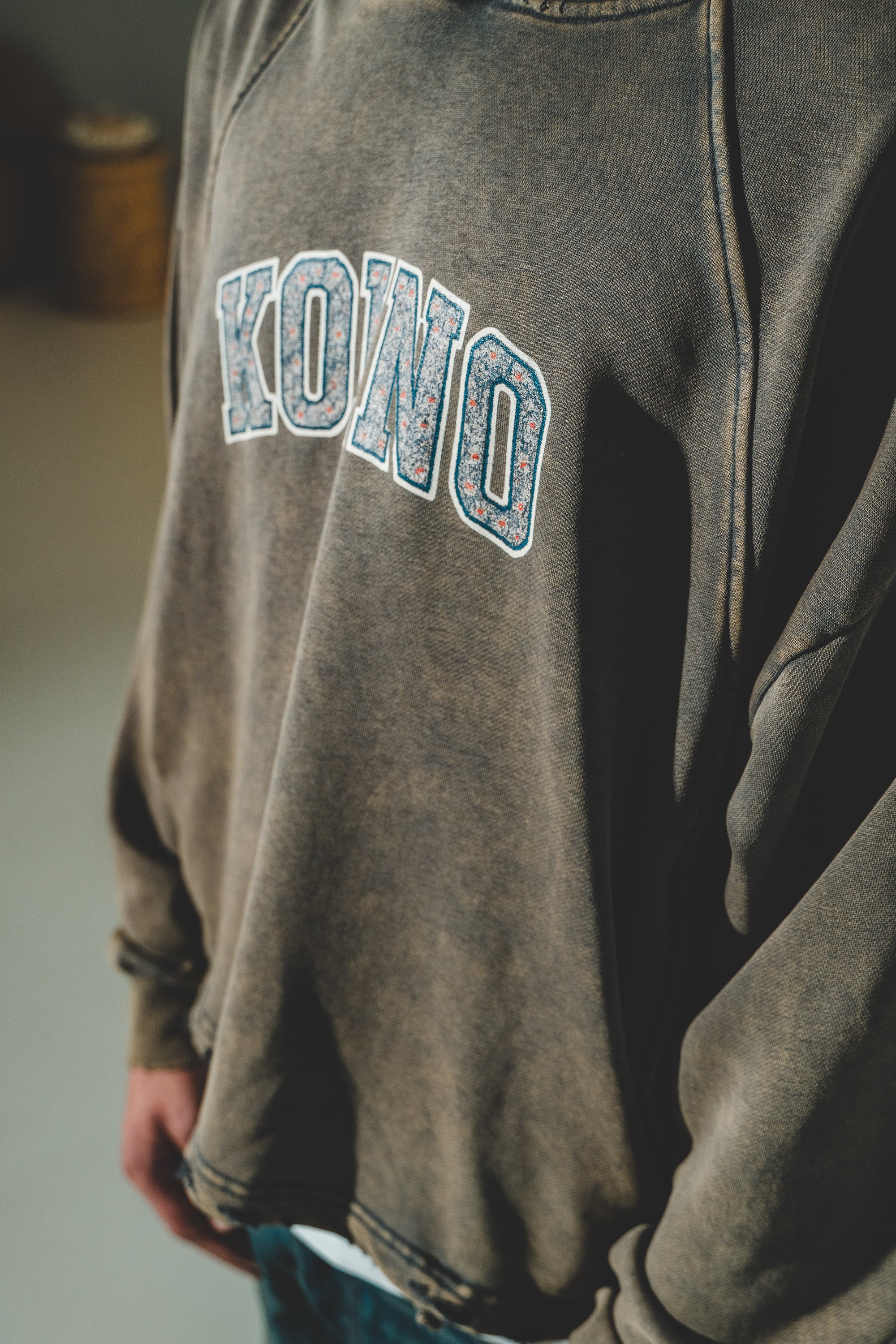 Vintage Washed Frayed-Hem Hoodie