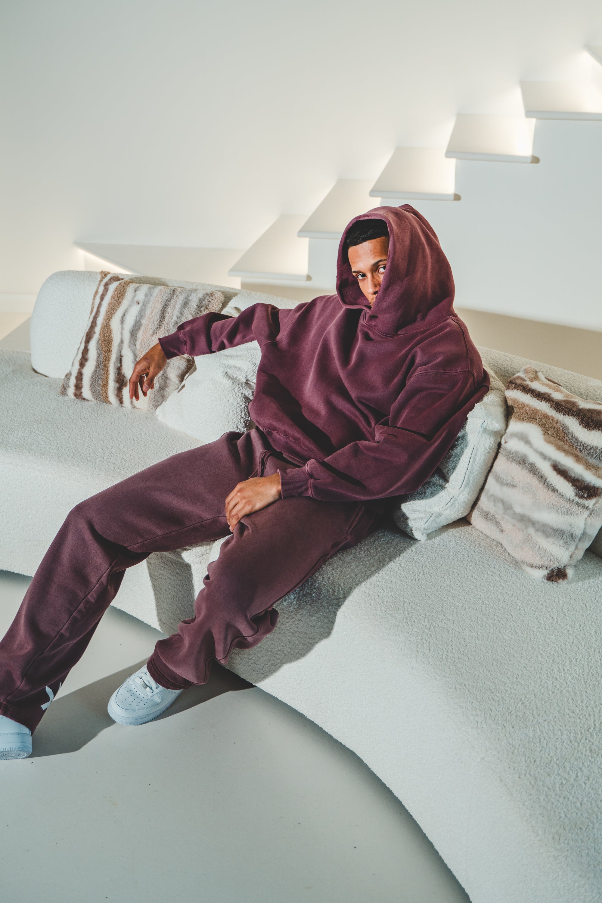 Frayed Enzyme Washed Fleece Hoodie