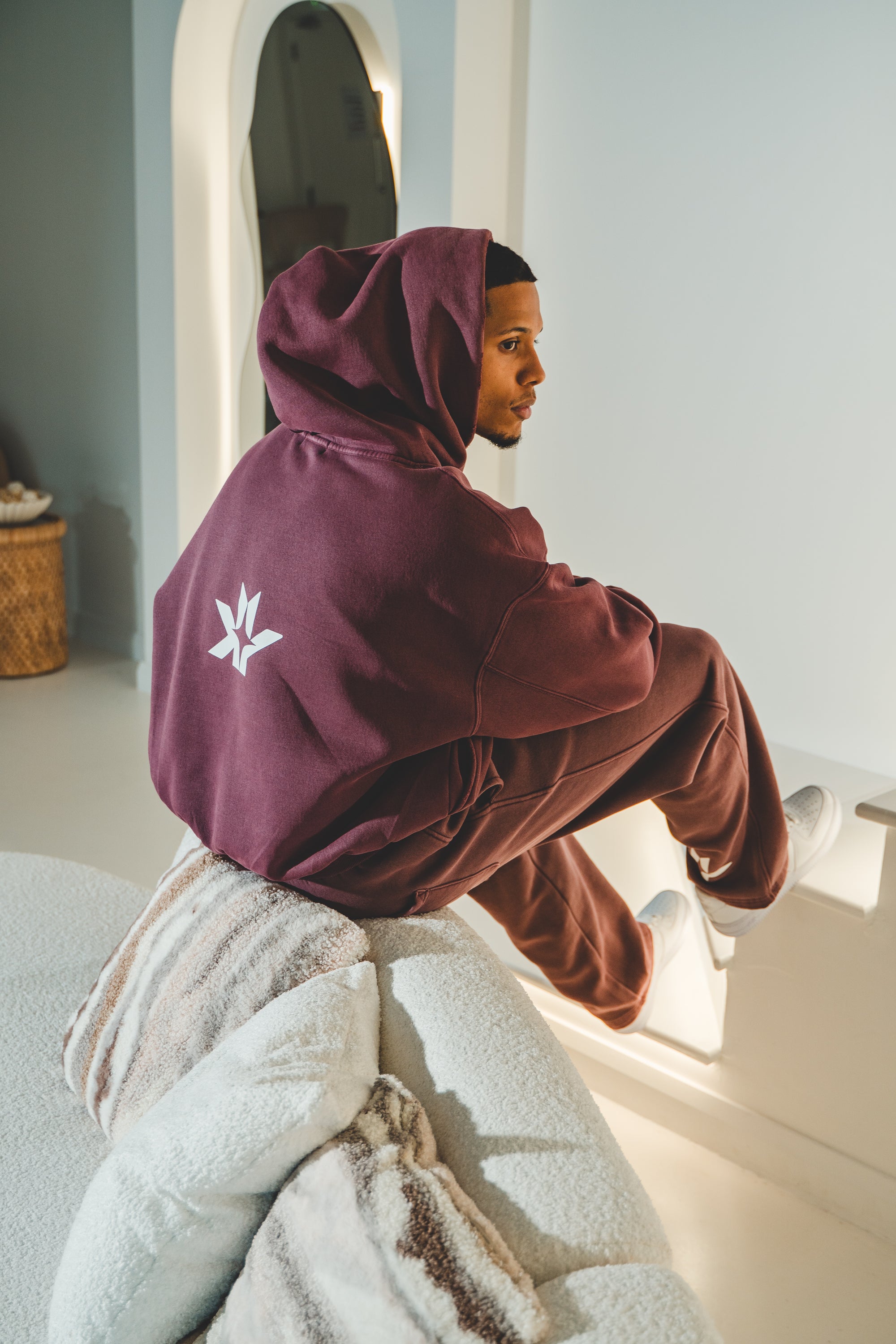 Frayed Enzyme Washed Fleece Hoodie