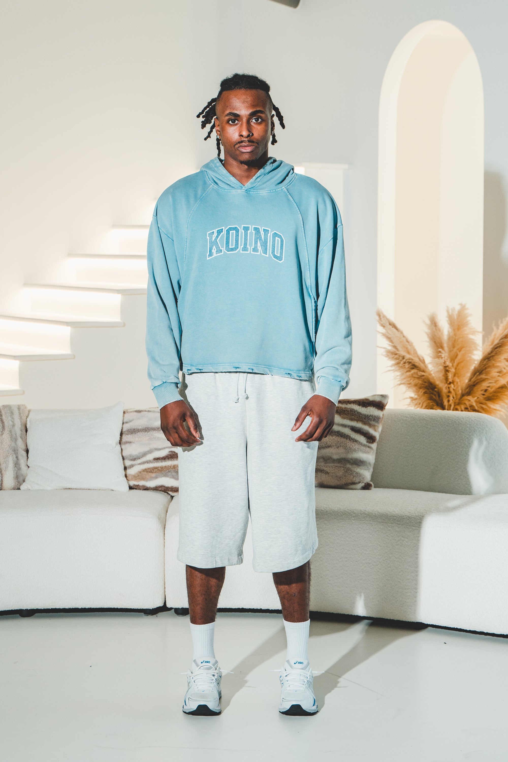 Vintage Washed Frayed-Hem Hoodie