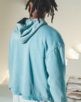 Vintage Washed Frayed-Hem Hoodie